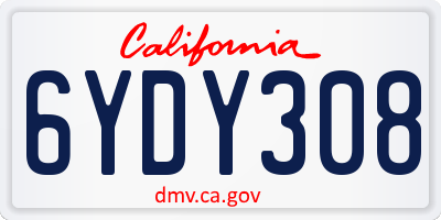 CA license plate 6YDY308