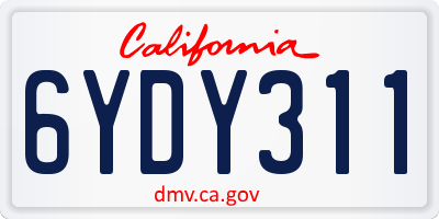 CA license plate 6YDY311