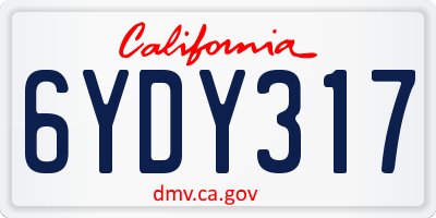 CA license plate 6YDY317
