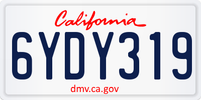 CA license plate 6YDY319