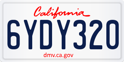 CA license plate 6YDY320