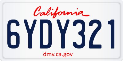 CA license plate 6YDY321