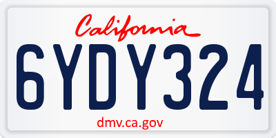 CA license plate 6YDY324
