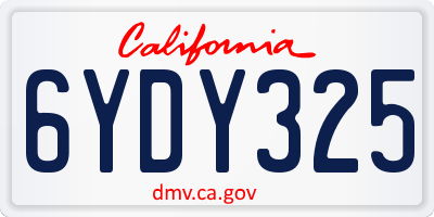 CA license plate 6YDY325