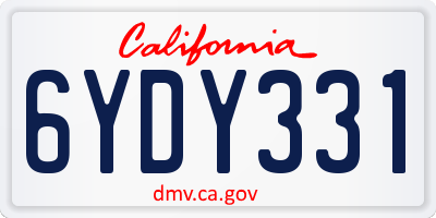 CA license plate 6YDY331
