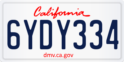 CA license plate 6YDY334