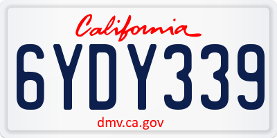 CA license plate 6YDY339