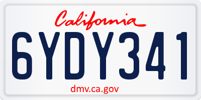CA license plate 6YDY341