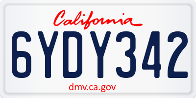 CA license plate 6YDY342