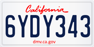 CA license plate 6YDY343