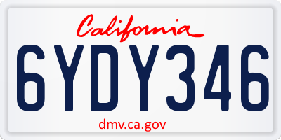 CA license plate 6YDY346