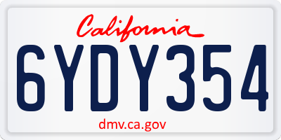 CA license plate 6YDY354