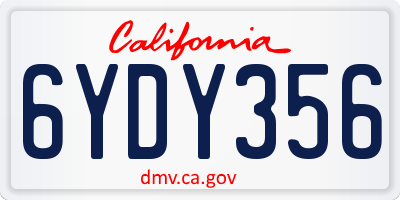 CA license plate 6YDY356