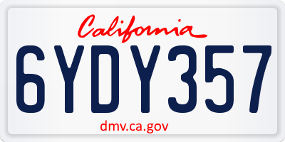 CA license plate 6YDY357