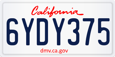CA license plate 6YDY375