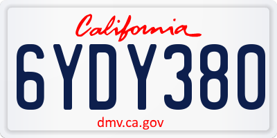 CA license plate 6YDY380