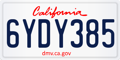 CA license plate 6YDY385