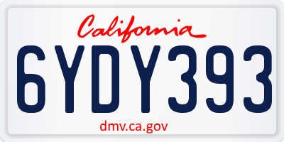 CA license plate 6YDY393