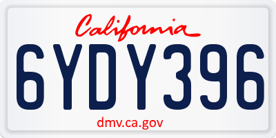 CA license plate 6YDY396