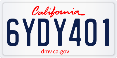 CA license plate 6YDY401
