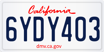 CA license plate 6YDY403