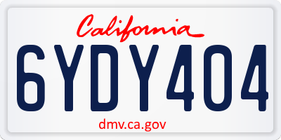 CA license plate 6YDY404