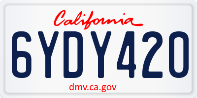 CA license plate 6YDY420