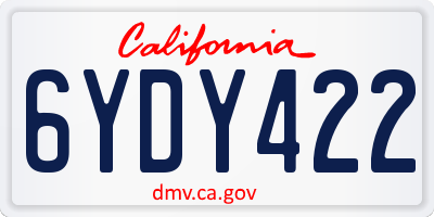 CA license plate 6YDY422