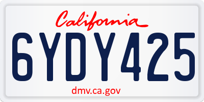 CA license plate 6YDY425
