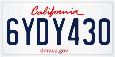 CA license plate 6YDY430