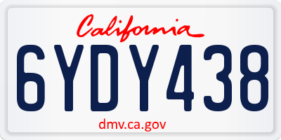 CA license plate 6YDY438