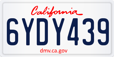 CA license plate 6YDY439