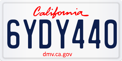 CA license plate 6YDY440