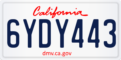 CA license plate 6YDY443