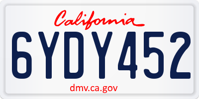 CA license plate 6YDY452