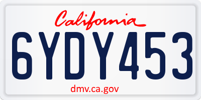 CA license plate 6YDY453