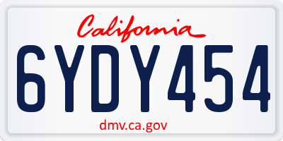 CA license plate 6YDY454