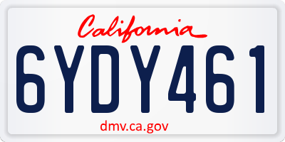 CA license plate 6YDY461