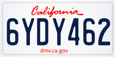 CA license plate 6YDY462
