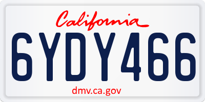 CA license plate 6YDY466