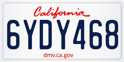 CA license plate 6YDY468