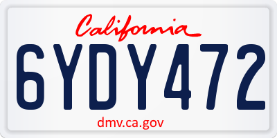 CA license plate 6YDY472