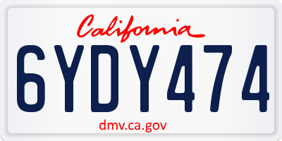 CA license plate 6YDY474