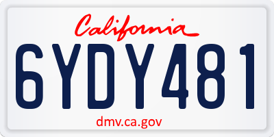 CA license plate 6YDY481