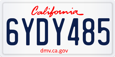 CA license plate 6YDY485