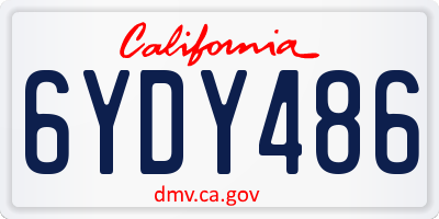 CA license plate 6YDY486