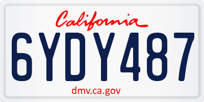 CA license plate 6YDY487