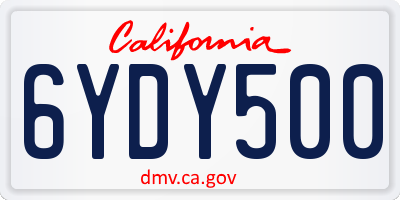 CA license plate 6YDY500