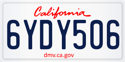 CA license plate 6YDY506