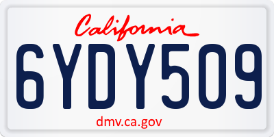 CA license plate 6YDY509